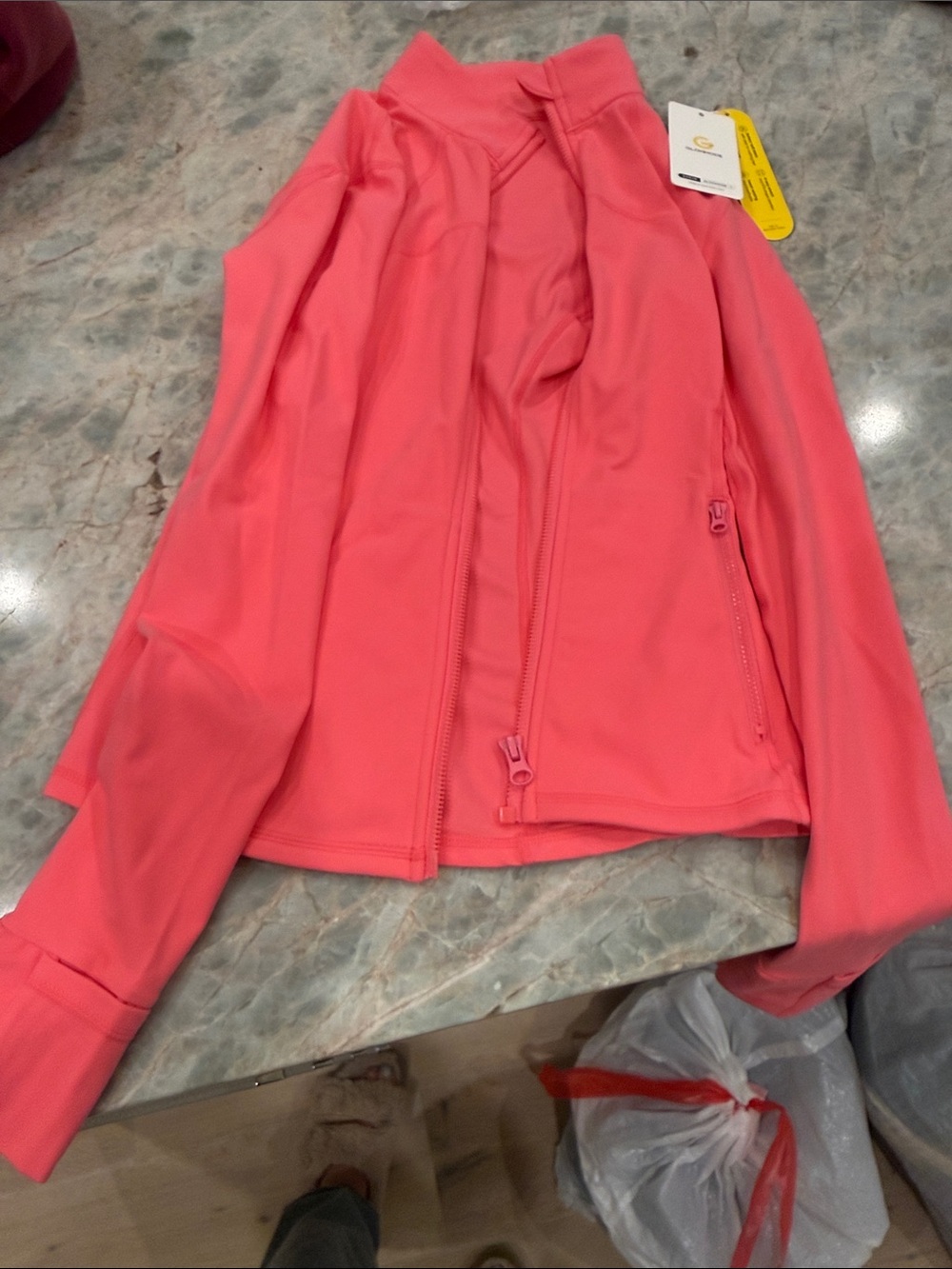 SHEIN Coral Pink Zip-Up Bomber Jacket